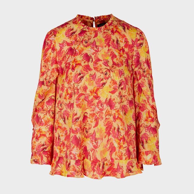 MARC CAIN Satin Blouse with Tulip Print