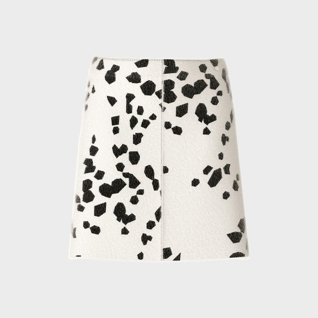 MARC CAIN Mini Fun Fur Skirt with a Graphic Pattern