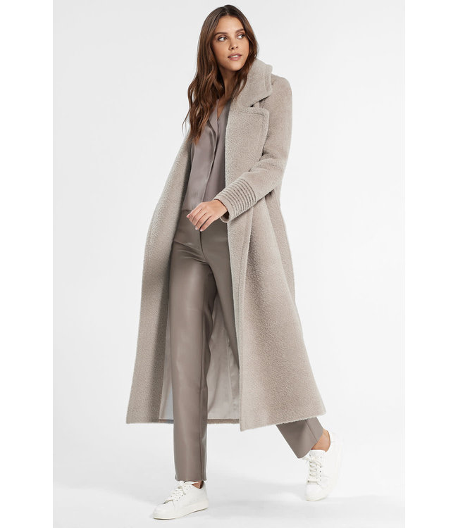 SENTALER Manteau cache-cœur en alpaca bouclé à long col cranté