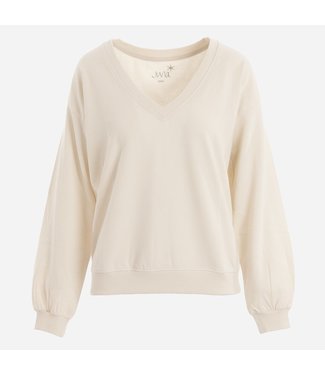 JUVIA Fleece Sweater V-Neck with Puffy Sleeves