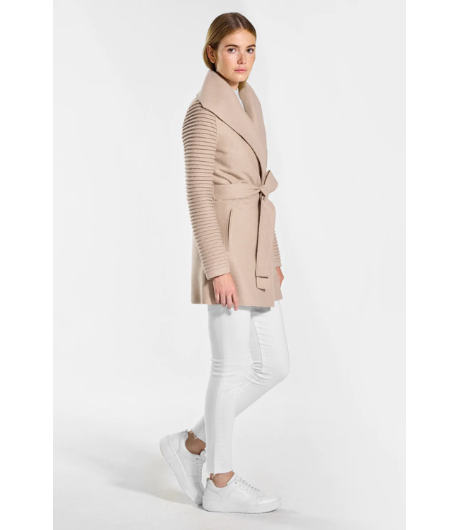 SENTALER Manteau enveloppant à manches côtelées