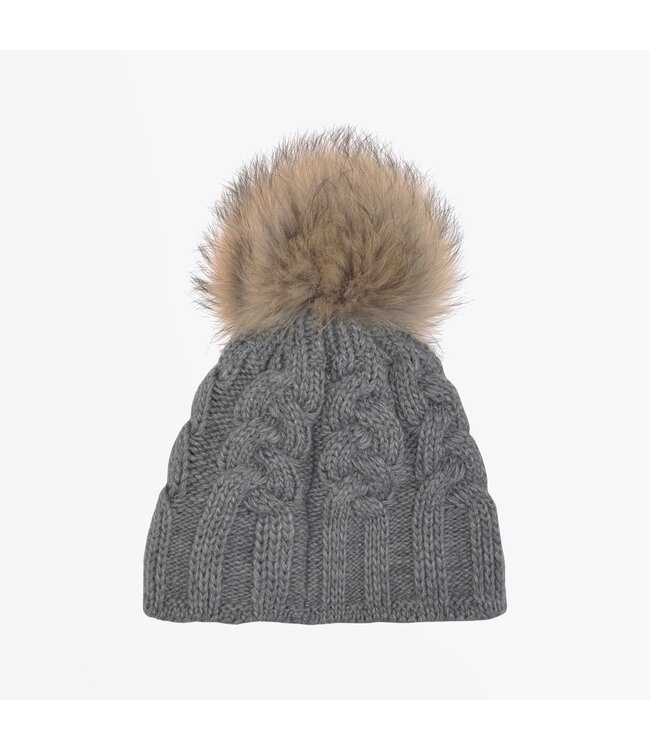 Grey Cable Knit Hat