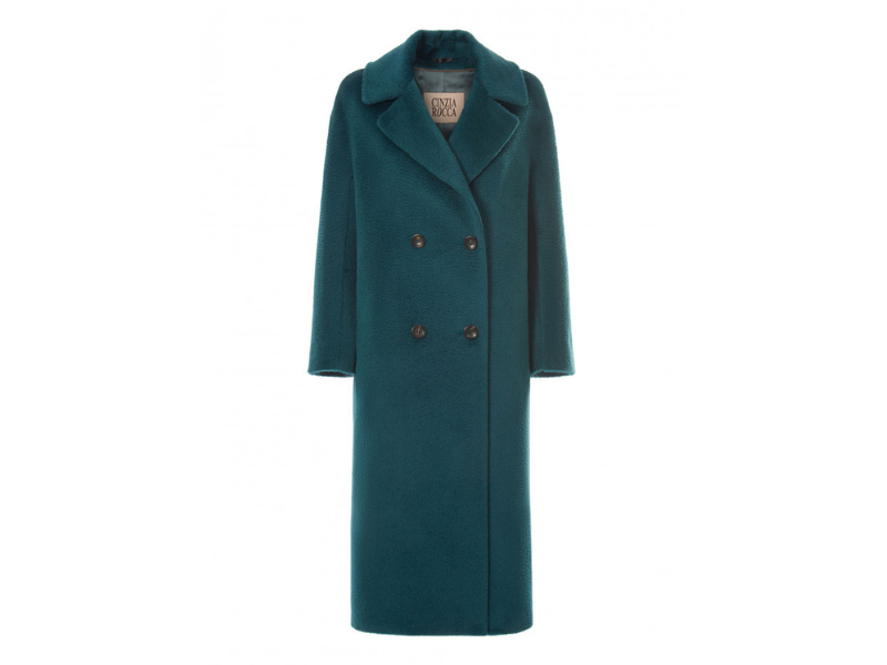 Long Double Breasted Coat in Alpaca and Wool