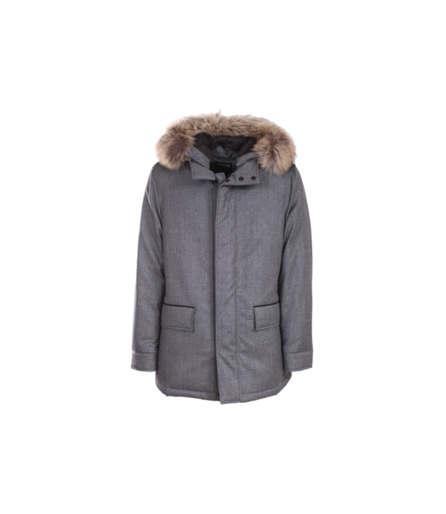 ZEGNA Grey Wool Coat