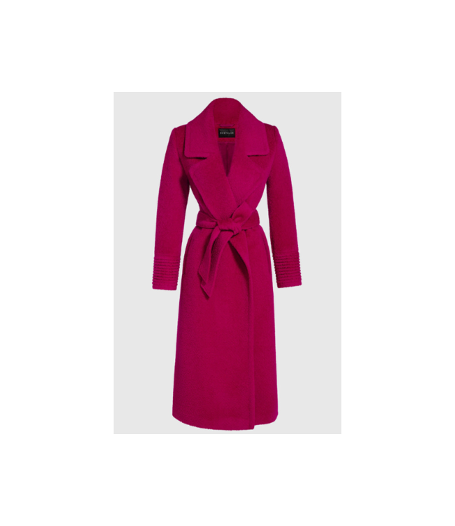 SENTALER Bouclé Alpaca Long Notched Collar Wrap Coat