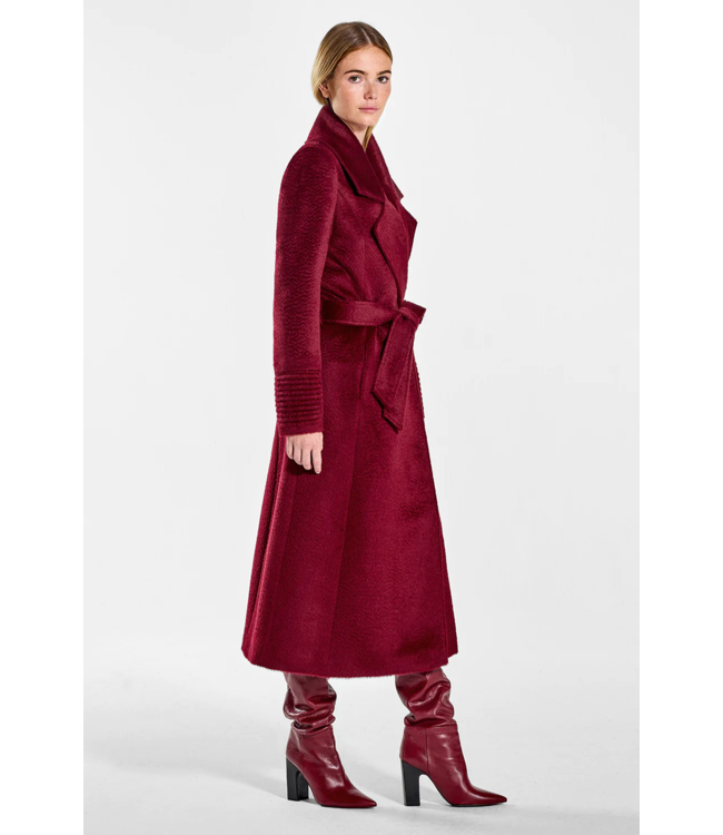 SENTALER Suri Alpaca Long Notched Collar Wrap Coat