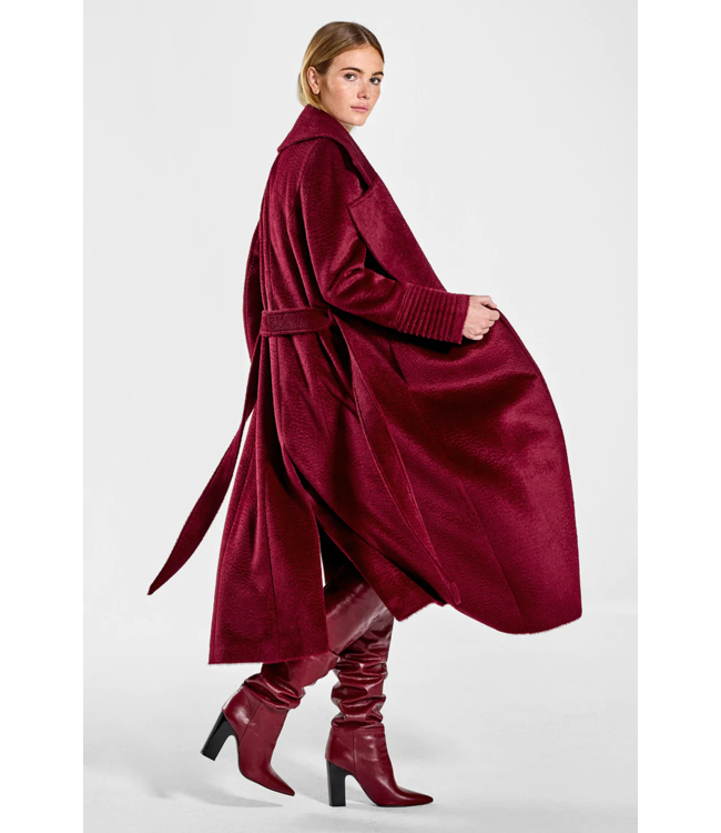 SENTALER Suri Alpaca Long Notched Collar Wrap Coat