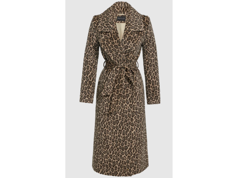 Leopard Alpaca Long Notched Collar Wrap