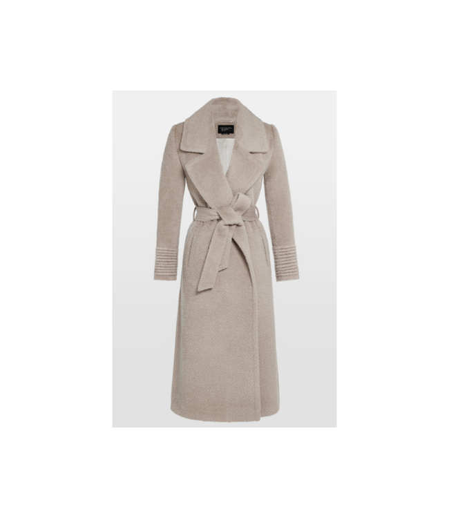 SENTALER Manteau cache-cœur en alpaca bouclé à long col cranté