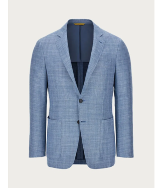 CANALI Kei Blazer in Cerulean Linen, Silk, and Wool