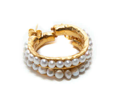 Emily Pearl Beaded Hoops