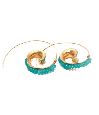 RM KANDY Turquoise Large Gold Hoops