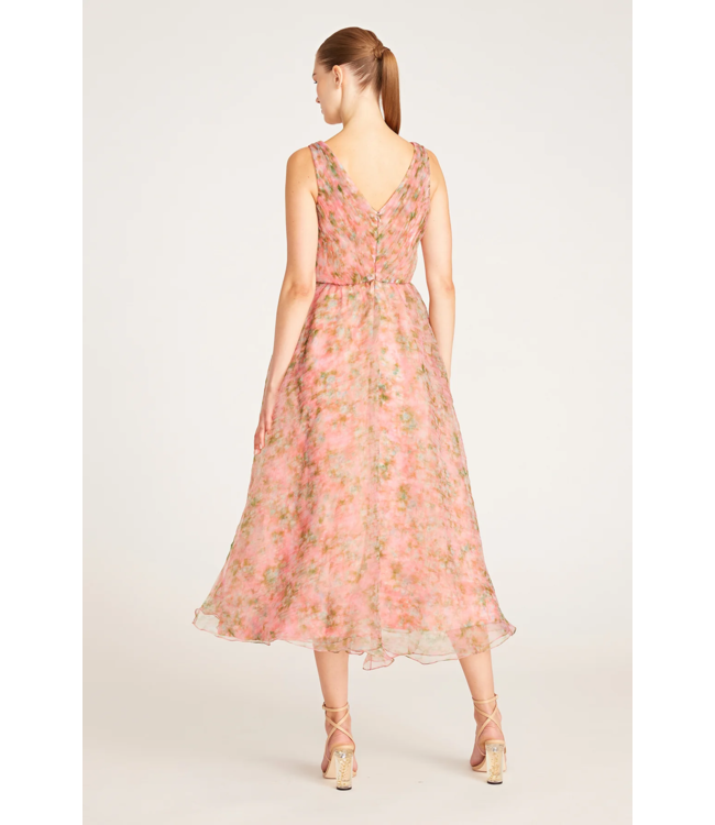 Theia Conner V-Neck Tea Length Dress