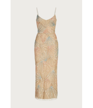 Theia Diana Beaded Tea Length Dress