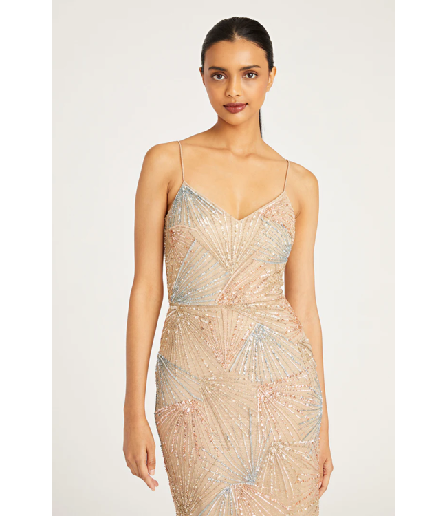 Theia Diana Beaded Tea Length Dress