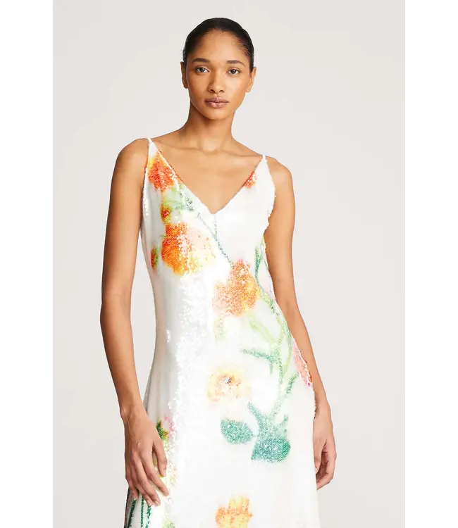 Halston Robe Caralyn en sequins floraux