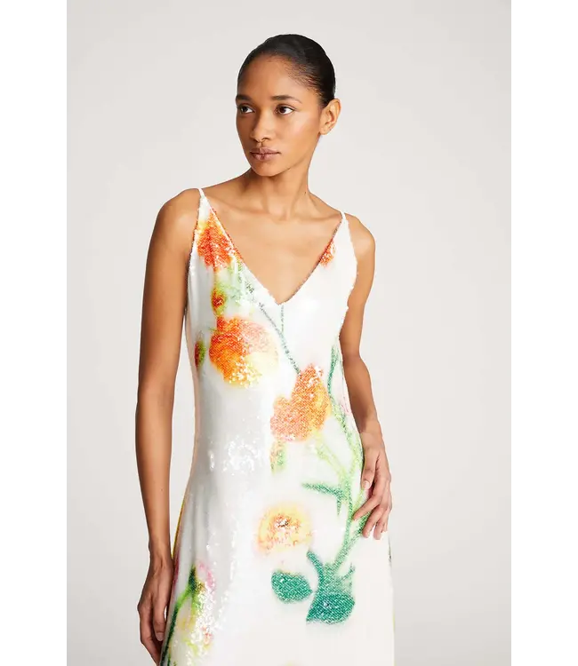 Halston Robe Caralyn en sequins floraux