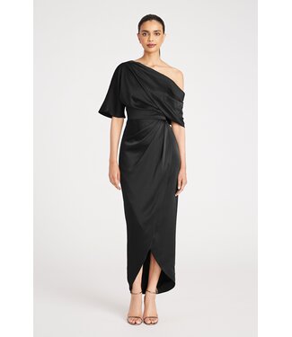 Theia Rayna One Shoulder Draped Gown