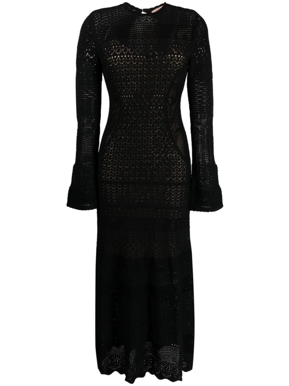 Pointelle-Knit Midi Dress