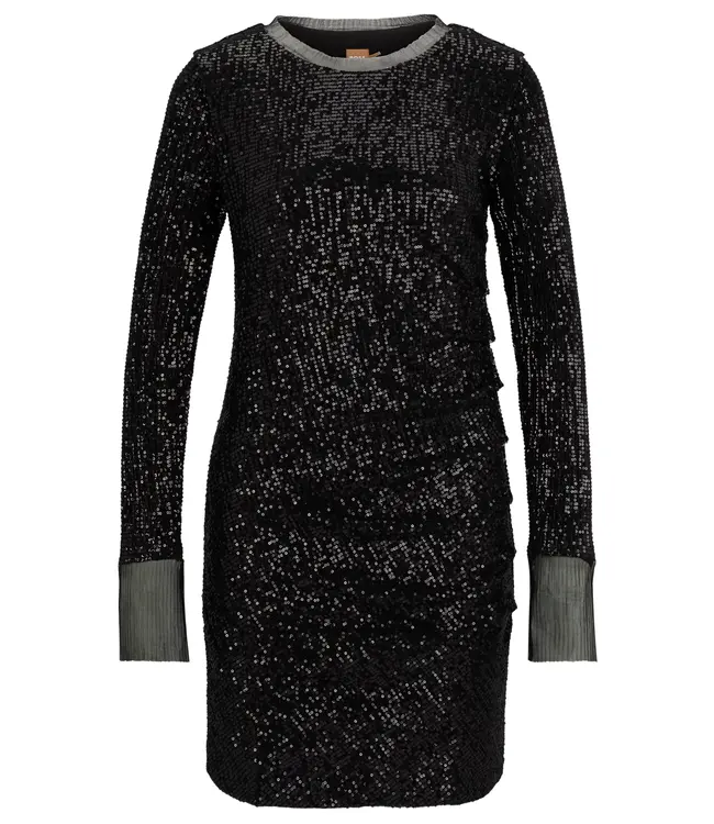 BOSS Robe Cintrée avec Ornements en Paillettes