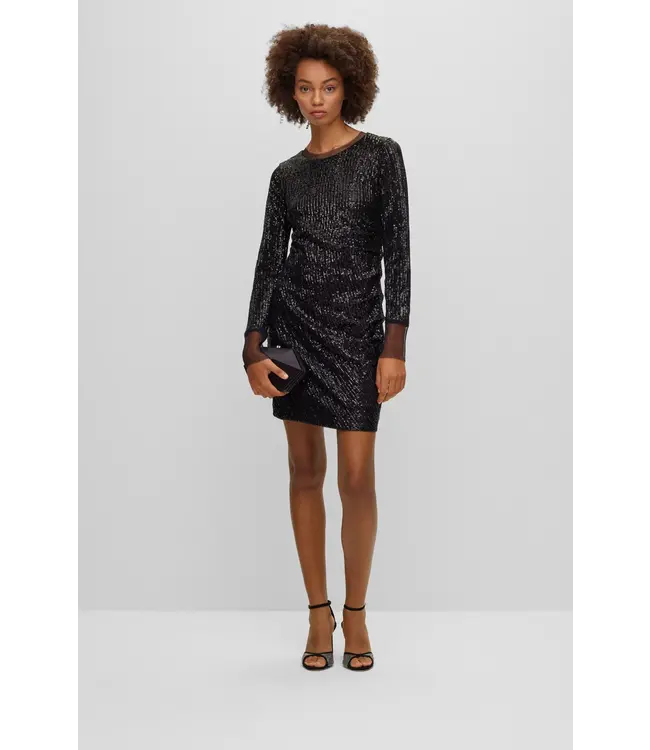 BOSS Robe Cintrée avec Ornements en Paillettes