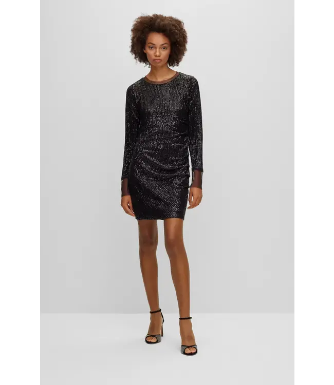 BOSS Slim-Fit Dress with Sequin Embellishments