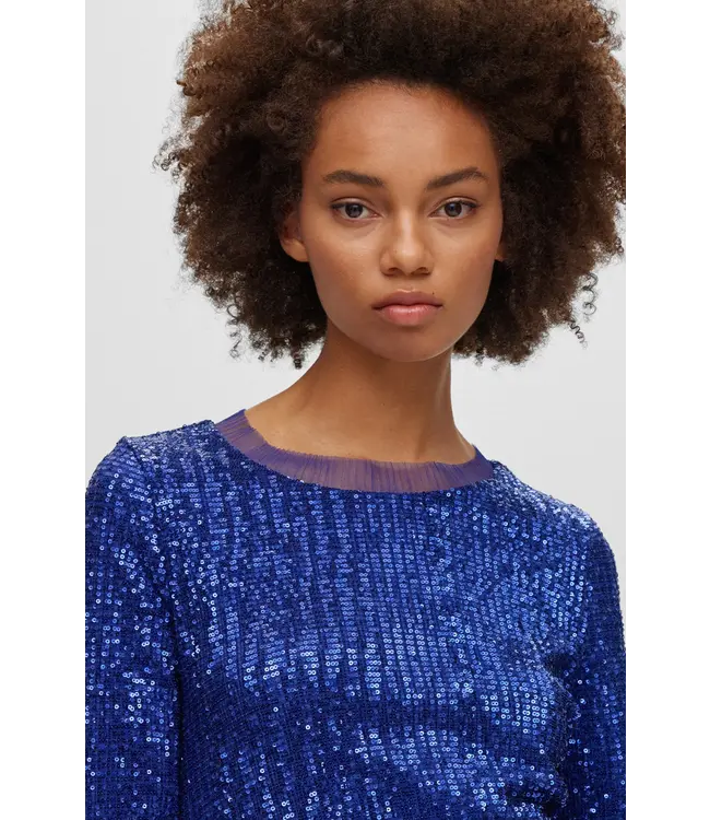 BOSS Robe Cintrée avec Ornements en Paillettes