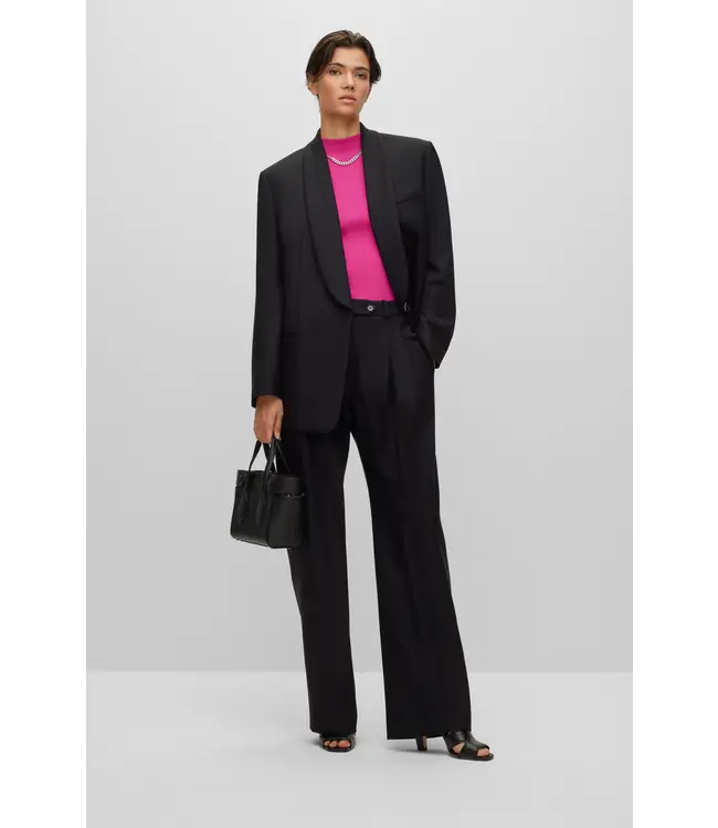 BOSS Wide-Leg Relaxed-Fit Pants in Virgin-Wool Twill