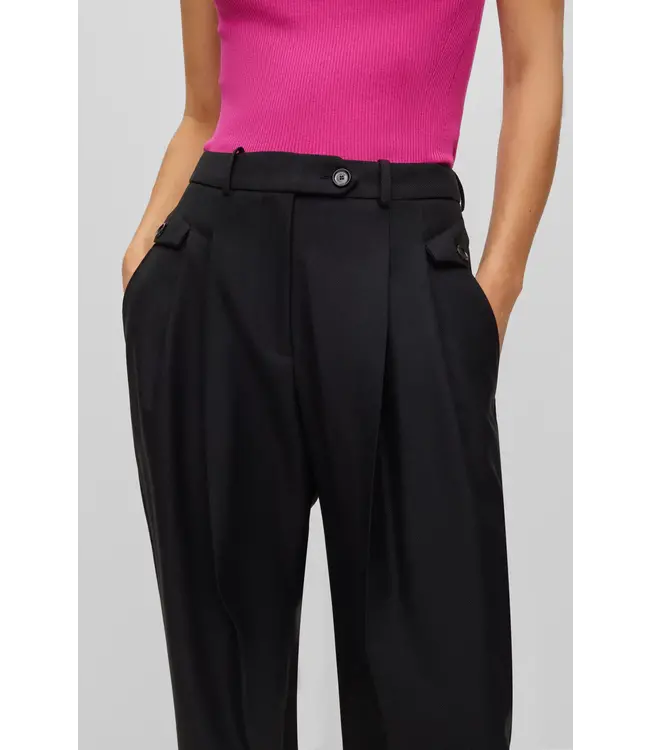 BOSS Pantalon Large à Coupe Décontractée en Sergé de Laine Vierge