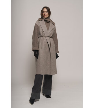 Manzoni24 CASHMERE COAT WITH KNIT