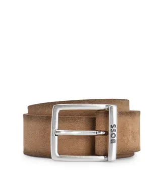 BOSS Suede Belt with Squared Buckle