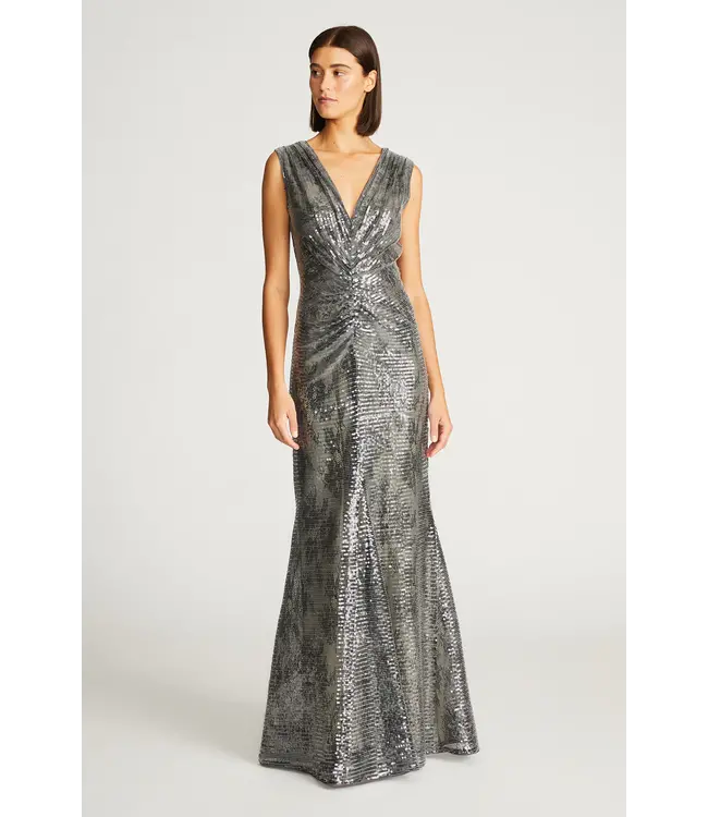 Halston LORETTA GOWN IN LACE SEQUIN