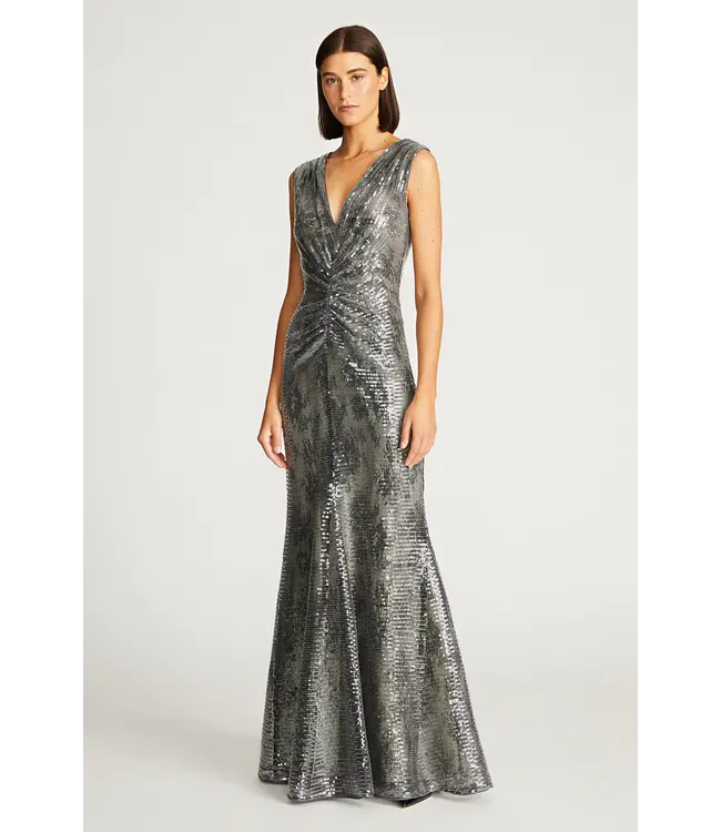 Halston LORETTA GOWN IN LACE SEQUIN