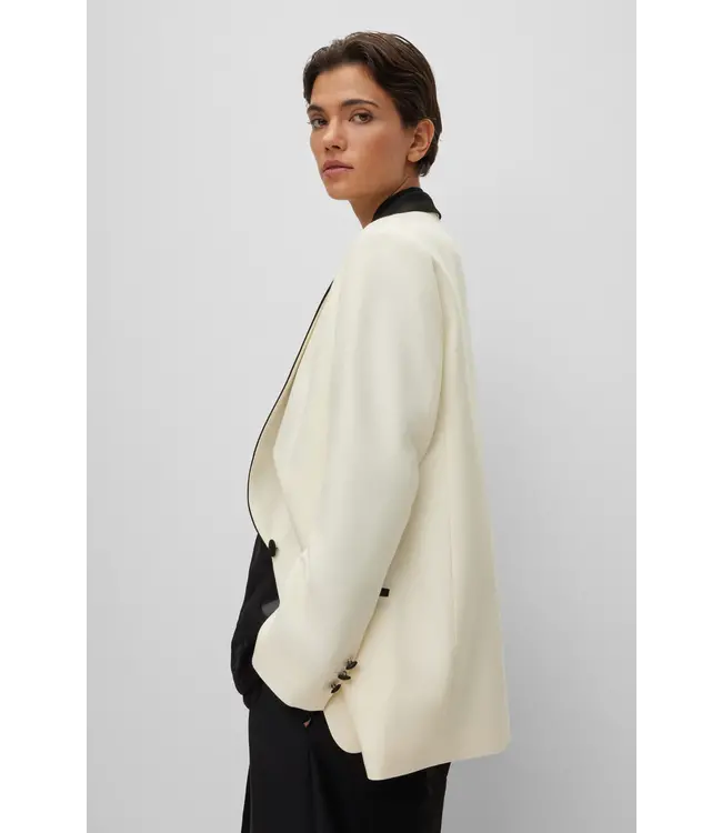 BOSS OVERSIZE-FIT JACKET IN WOOL TWILL WITH SHAWL LAPELS