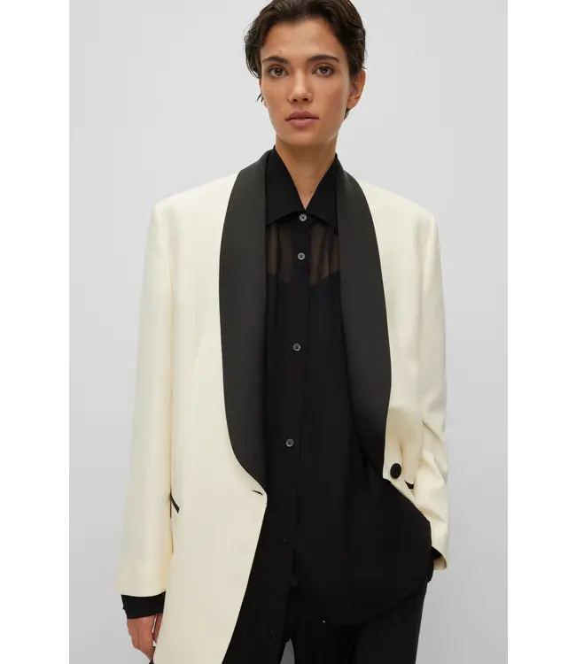 BOSS VESTE OVERSIZE EN SERGÉ DE LAINE À REVERS CHÂLE