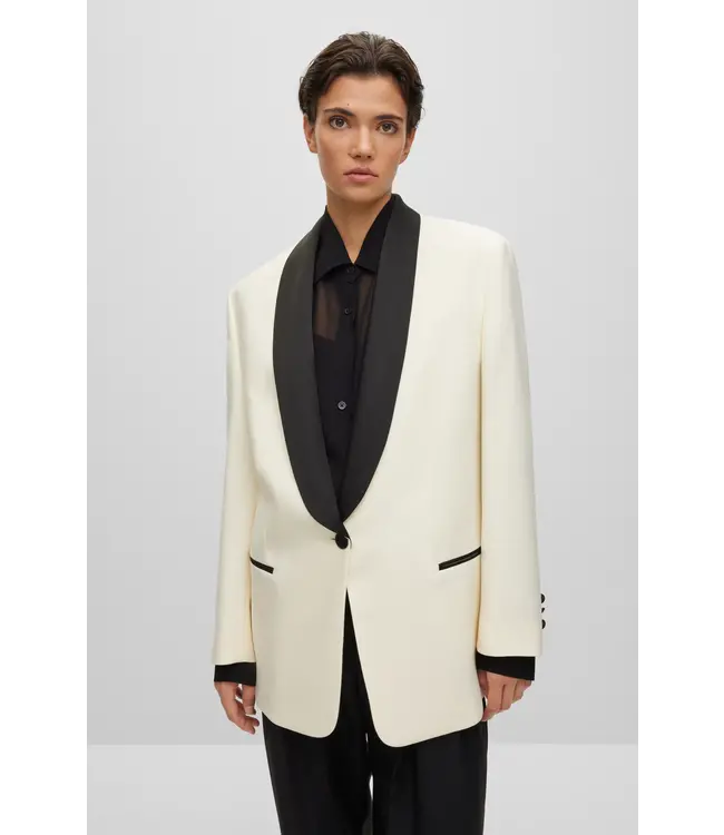 BOSS OVERSIZE-FIT JACKET IN WOOL TWILL WITH SHAWL LAPELS