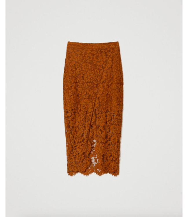TWINSET Midi macramé lace skirt