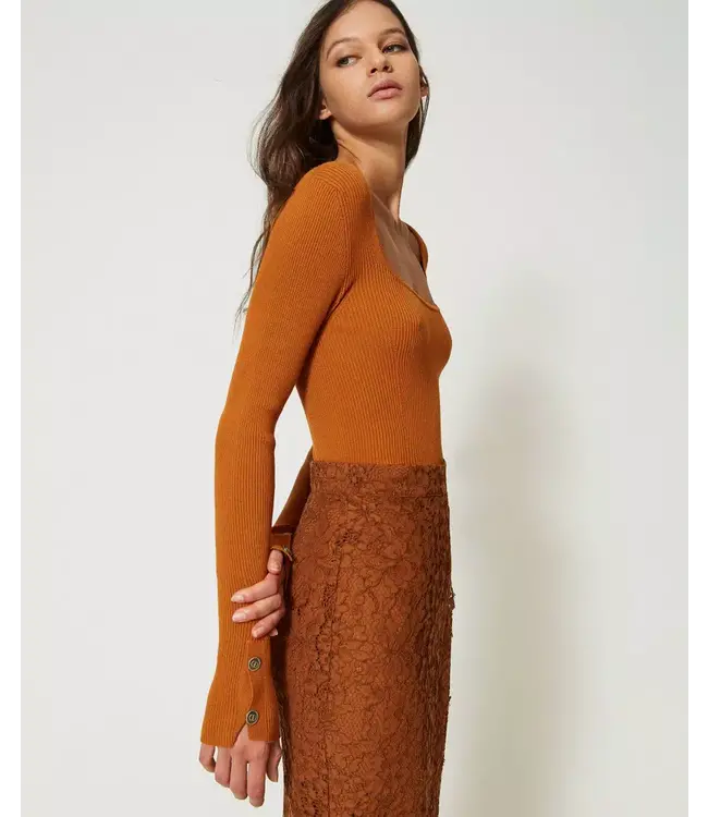 TWINSET Fitted Ribbed Sweater