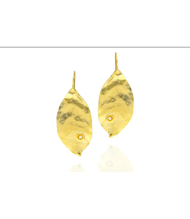 RM KANDY Gold Statement Leaf Earrings