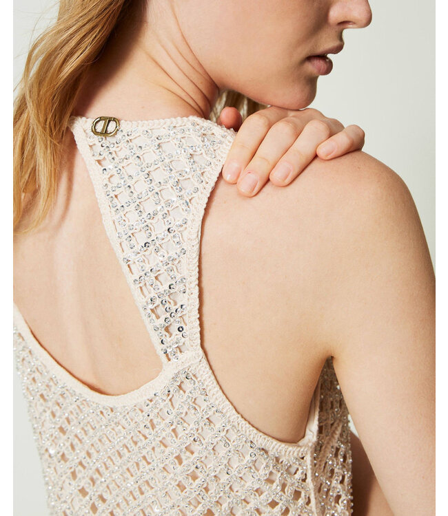 TWINSET Robe courte en maille brodée