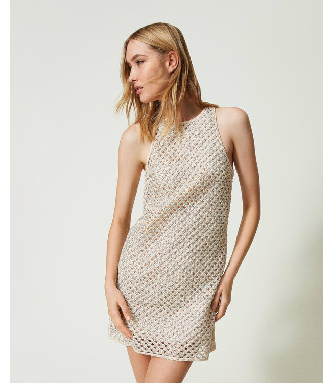 TWINSET Short mesh embroidered dress