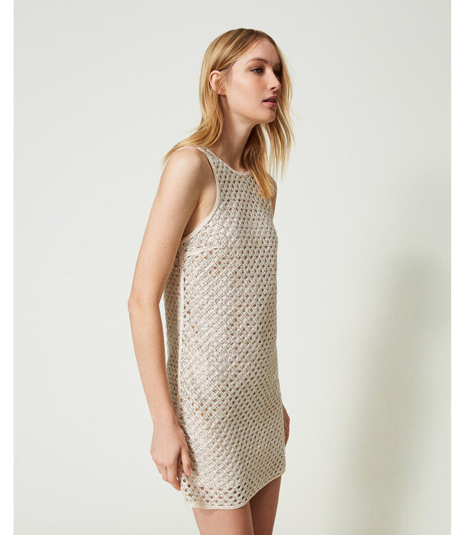 TWINSET Short mesh embroidered dress