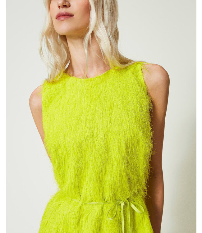 TWINSET Short dress with feather-like threads