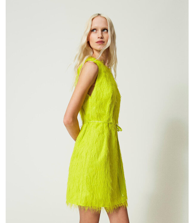 TWINSET Short dress with feather-like threads