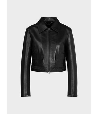 MARC CAIN Soft Leather Jacket with Jersey Insert