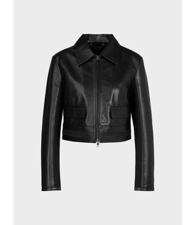MARC CAIN Soft Leather Jacket with Jersey Insert
