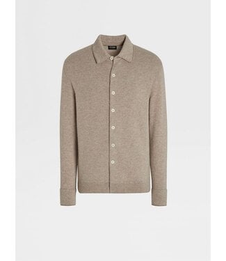 ZEGNA LIGHT TAUPE MÉLANGE OASI CASHMERE SHIRT