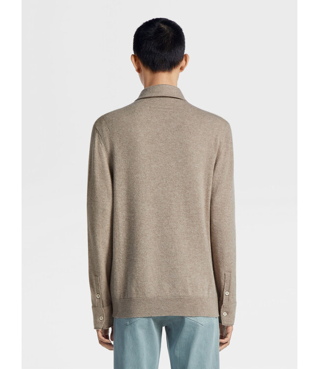 ZEGNA LIGHT TAUPE MÉLANGE OASI CASHMERE SHIRT
