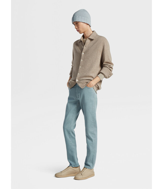 ZEGNA LIGHT TAUPE MÉLANGE OASI CASHMERE SHIRT