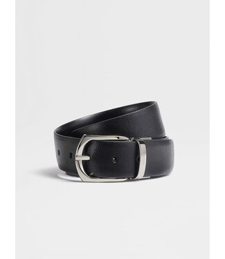 ZEGNA BLACK REVERSIBLE LEATHER BELT